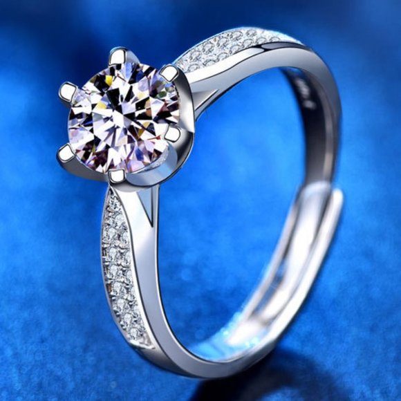 Jewelry - Certified 2ct. t.w. Diamond Moissanite Solitaire Engagement Ring NEW J